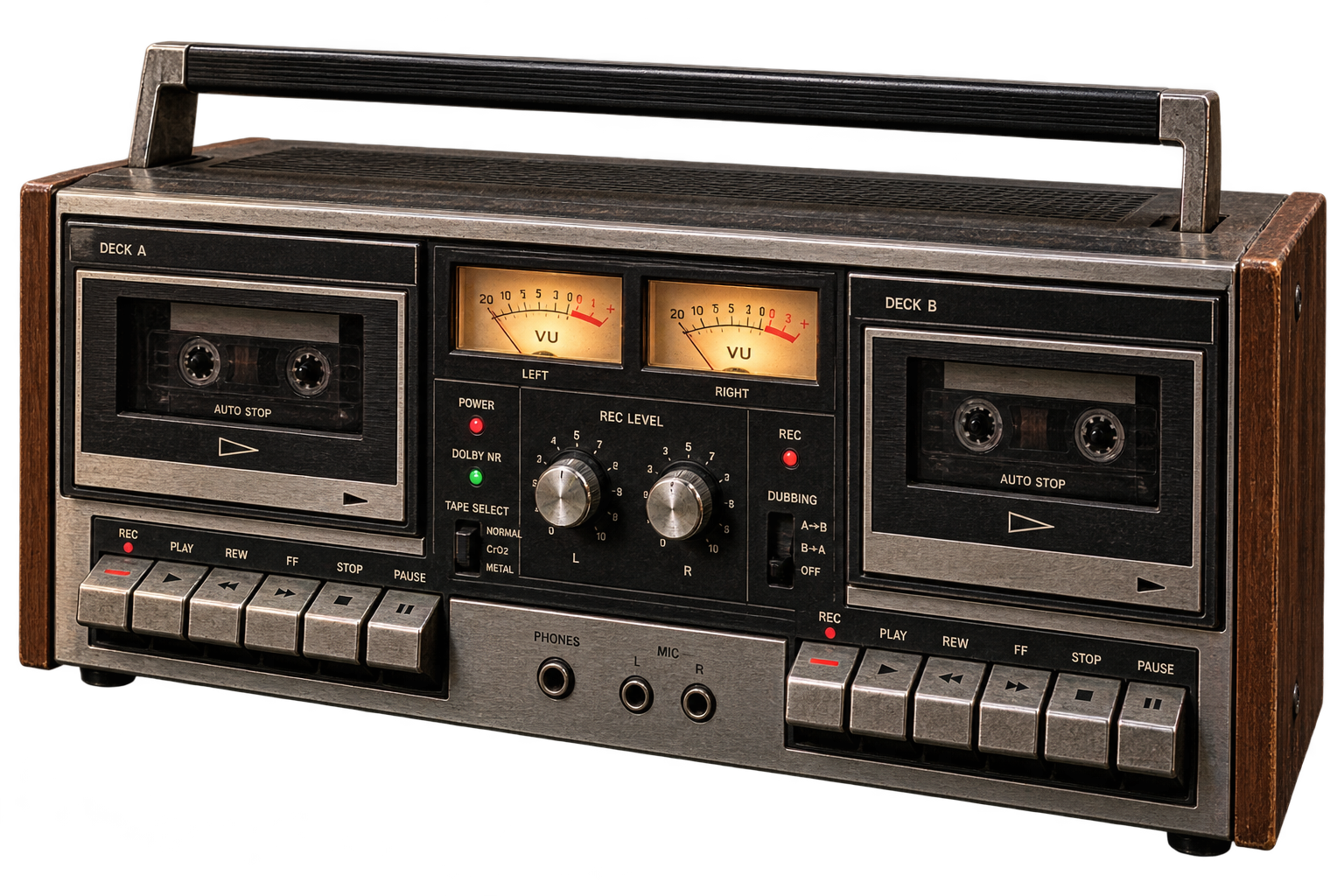 1980s dual cassette player recorder